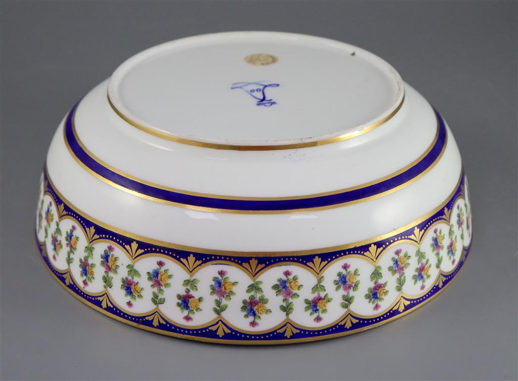 A Sevres hard paste porcelain salad bowl, c.1792, painted by Guillaume Noel (1755-1804) 25.3cm diameter